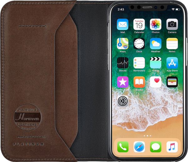 Platinum - Genuine Leather Wallet Folio Luxury for iPhone 12 Pro