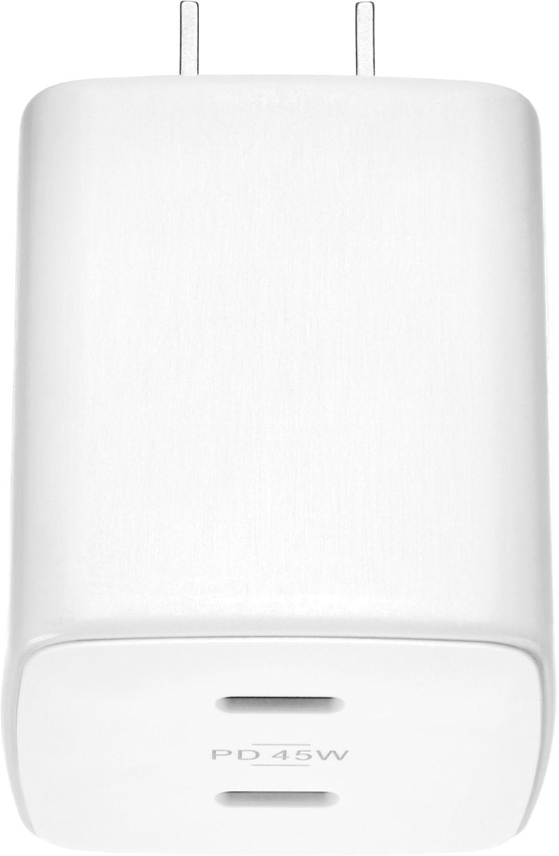 Insignia™ 45W Dual USB-C Port Wall Charger for Samsung Smartphones, iPhone,  Tablets, Chromebook and More White NS-MWC45W2W - Best Buy